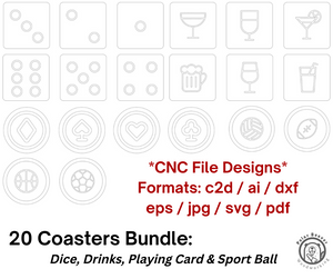 20 Carved Coasters Bundle CNC Design File